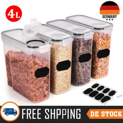 4-12 Set 4L Vorratsdosen Aufbewahrungsbox Küche Luftdicht Behälter Vorratsgläser