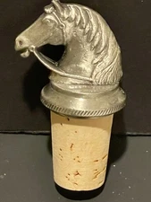 Vintage Pewter WTU Horse Head Wine Stopper Cork New no box