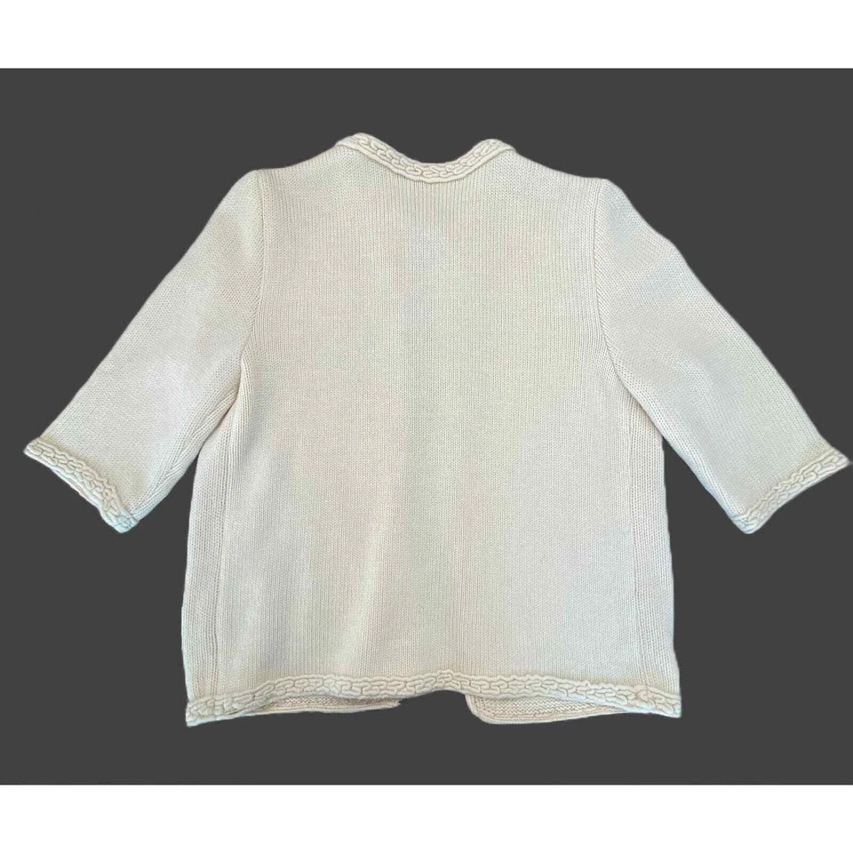 Cárdigan tejido lana crema I Magnin vintage años 50 pedrería "M" COMO NUEVO Foto 2 de 4