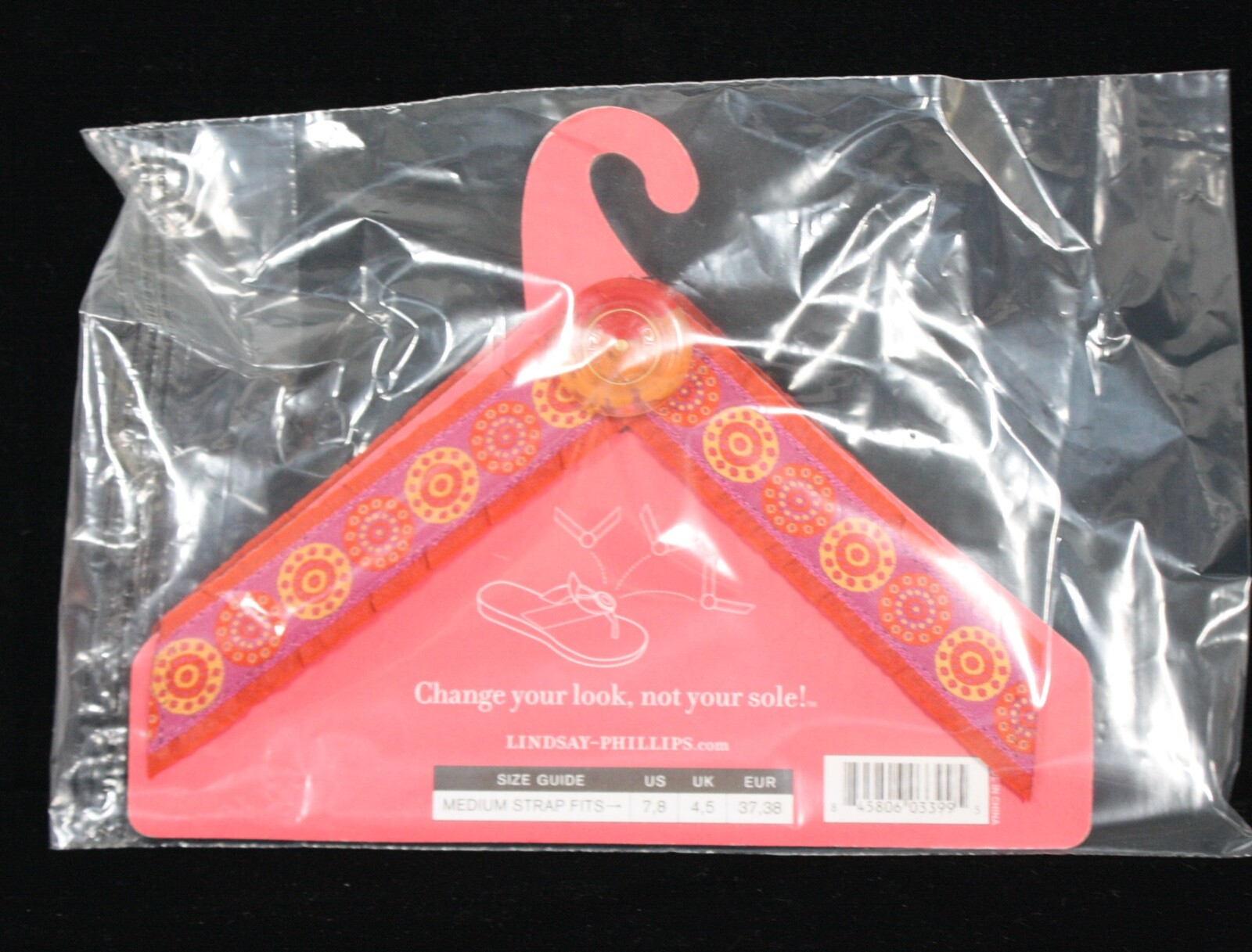 LINDSAY PHILLIPS SWITCH FLOPS PINK & GOLD "PIP" STRAPS FOR FLIP-FLOPS SIZE M NEW