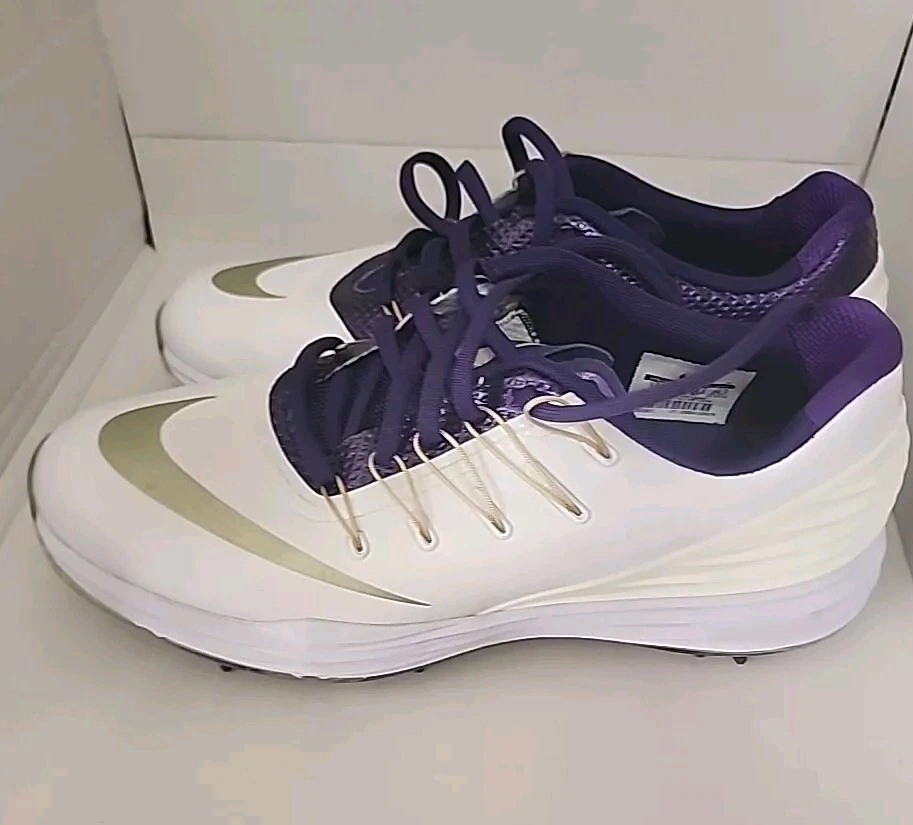 Zapatos de golf Nike Washington Huskies Lunar Control 4 para mujer blancos/orquídeas Foto 2 de 4
