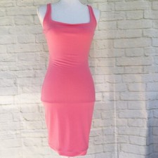 Leith Womens Bodycon Dress Pink Stretch Square Neck Sleeveless S New