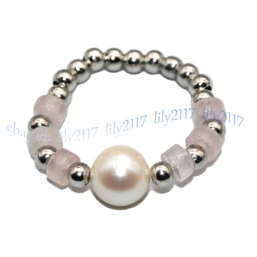 2x4mm Multicolor Gems Smooth Tyre Rondelle Spacer Beads White Pearl Elastic Ring - Picture 5 of 33