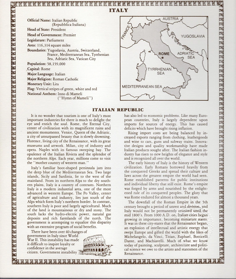 Italy 2000 Lire 1976 P 103b UNC w/FDI UN FLAG STAMP Prefix RA Suffix P - Image 2 of 2