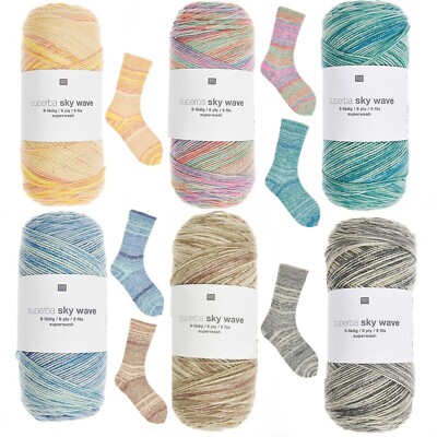 Rico Design 150g Sockenwolle Superba SKY WAVES Strumpfwolle 6-fädig