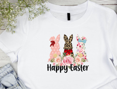 Happy Easter Patchwork Bunny Shirt Cute & Cozy Easter Style