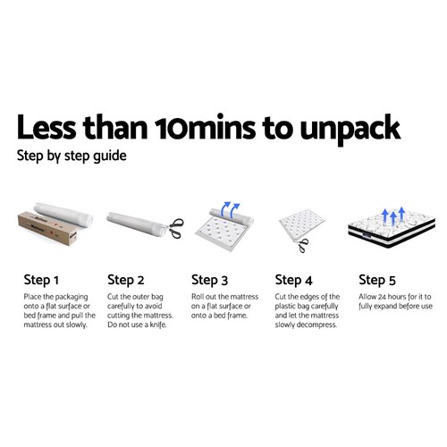 Giselle KING Size Bed Mattress 9 Zone Pocket Spring Latex Foam Medium Firm 34cm - Picture 7 of 10