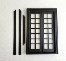 Dollhouse Double French Doors BLACK 1:12 Scale Miniature Interior Exterior