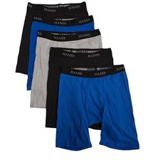 Boy's Hanes Boxer Briefs LARGE 5 Pack Tagless Boxers LONGER LEG NEW NWOT