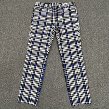 Banana Republic Sloan Pants Womens 6 30x27 Black/Blue/White Plaid Stretch New