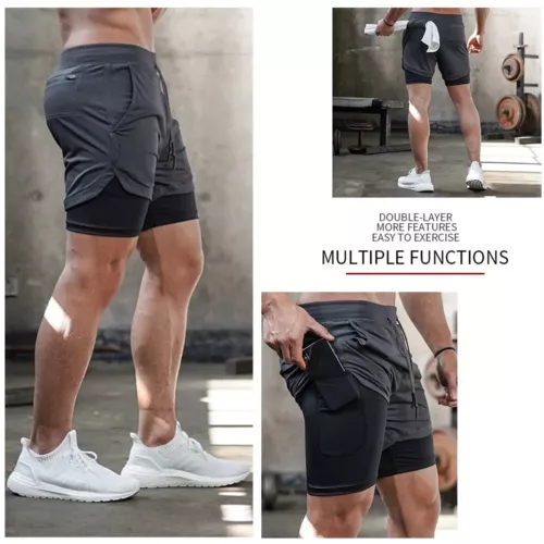 Men's Sports Training Running Bodybuilding Workout Fitness Shorts Gym Pants Run - Picture 9 of 23