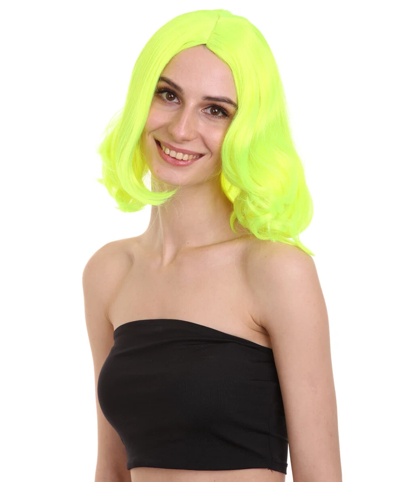 Women Curly Lady Party Ready Fancy Cosplay Neon Green Wig HW-783 (Adult) - Image 2 of 4