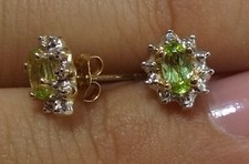 14kt Yellow Gold 5mm Push Back Genuine Birthstone Earring August Peridot