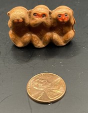 Vintage Cracker Jack Celluloid 3 Wise Monkeys JAPAN 1940s Toy Premium Prize