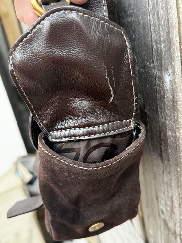 Francesco Biasia Suede Bag Leather Strap Shoulder Bag in Brown- Wear & Tear - Picture 5 of 24