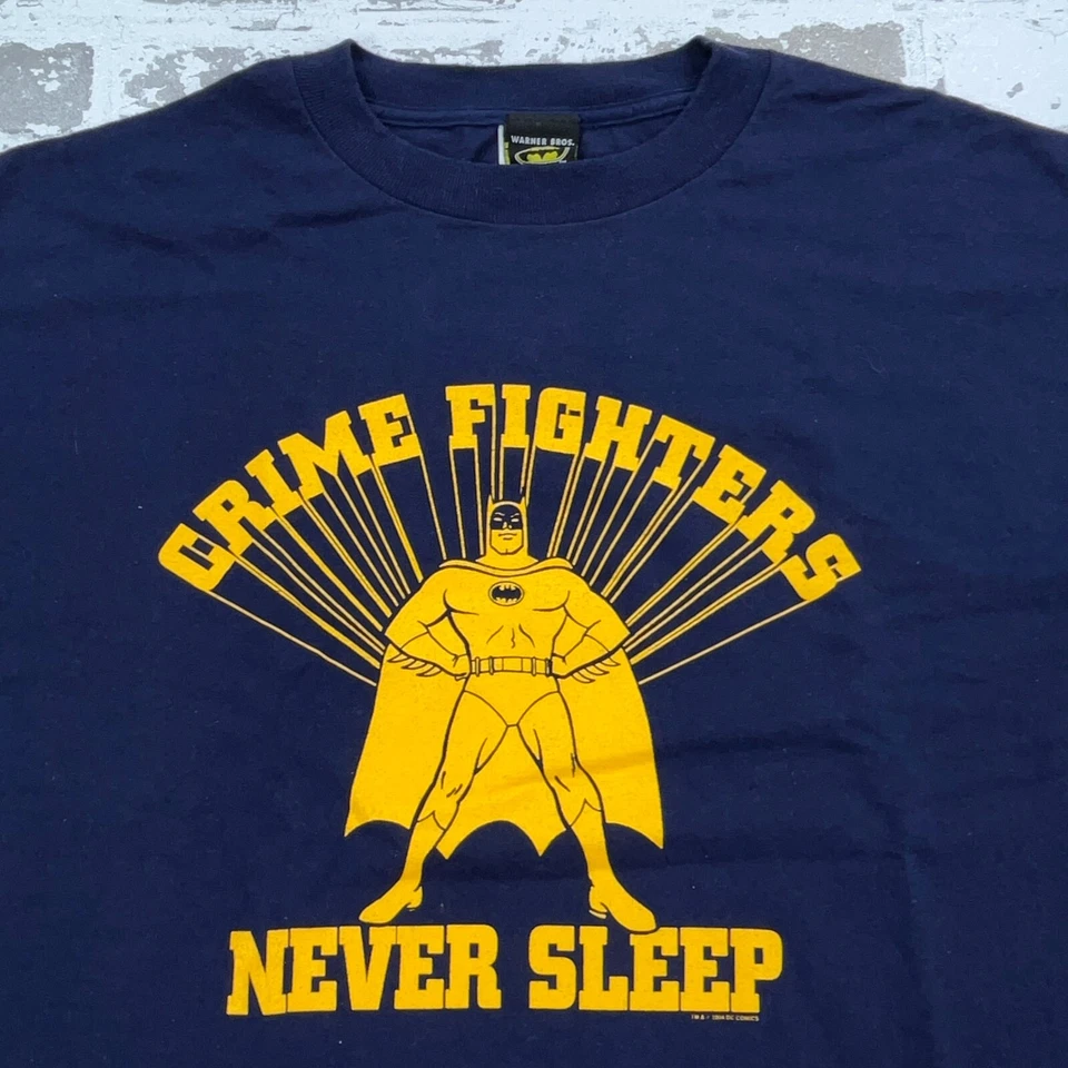 Camisa Batman De Colección Hombres Grande Azul Amarillo Camiseta Retro Crime Fighters Y2K Años 2000 Foto 2 de 4