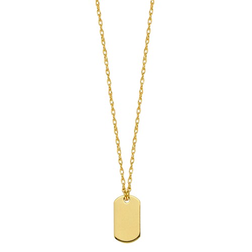 14K Yellow Gold Dog Tag Pendant 