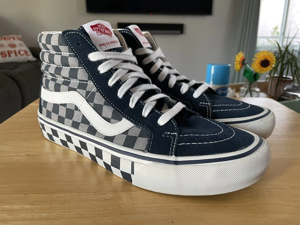 Vans 50th 83 Sk8 Hi Pro Checker Blue Gray Men s Size 8.5
