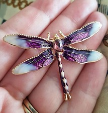 Purple Dragonfly Crystal Broach Vintage Style Insect Diamante BROOCH Pin Gift