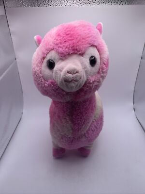 Llama Stuffed Animal Pink White Rainbow Pastel 12” Alpaca Plush