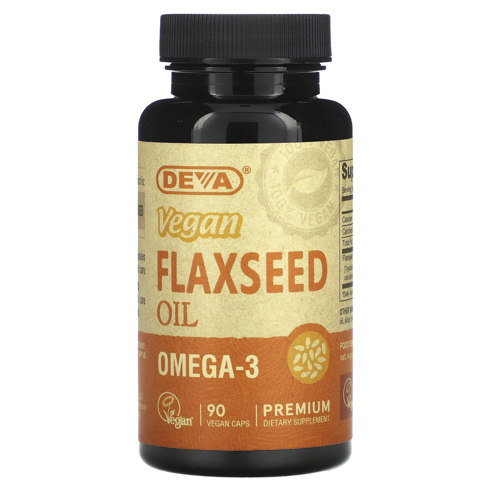 Deva Vegan Flaxseed Oil Omega-3 90 Vegan Caps Без глютена, без гексана,