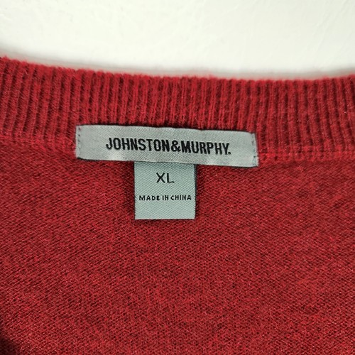 Johnston Murphy Mens V-Neck Pullover Sweater Burgundy Red Silk Angora Blend XL - Picture 3 of 4