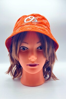 BALTIMORE ORIOLES Reversible Floppy Bucket Hat Orange Black ''Miller Lite''