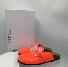 Jw Anderson Men's Mules Chain leather Loafer Orange / Transparent Size US 10