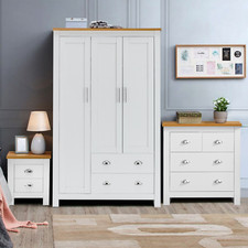 3 Bedroom Furniture Set Chest of Drawers Storage Wardrobe Bedside Cabinet Table