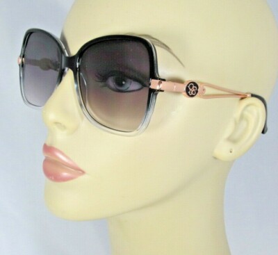 Jessica Simpson Oversized Black Fade Rims Rose Gold Arms Sunglasses J5974-OXX