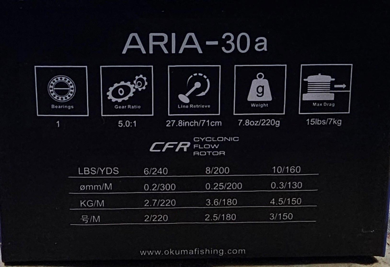 Okuma Aria-30A Spinning Reel Ultralight 1BB Gear Ratio 5.0:1 27.8" Per Turn
