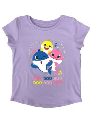 Jumping Beans Baby Shark Toddler Girls Purple Short Sleeve T-Shirt Tee Shirt