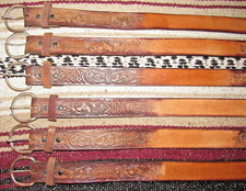 Vintage Western C M Co Tooled Embossed Leather Belts 6 pc Size 28 NEW