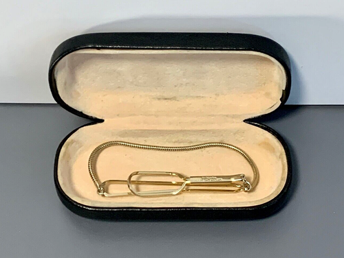 Vintage Krawattennadel Clip mit Kette Stratton englisch goldfarben verpackt 60er Retro - Bild 2 von 9