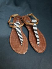 Charles Albert Women's Thong Sandal - Color Black / White - Size 7 - (DI)