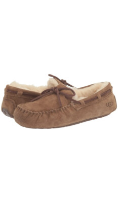 UGG DAKOTA MOCCASINS CHESTNUT FULLY LINED SHEARLING FUR SLIPPERS US 7/UK 5