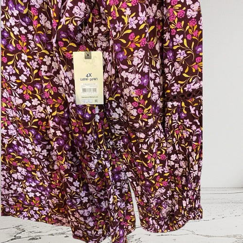 Terra & Sky Peasant Top Women’s 4X 28W 30W Floral Balloon Sleeve Summer Boho NWT - 第 15/21 張圖片
