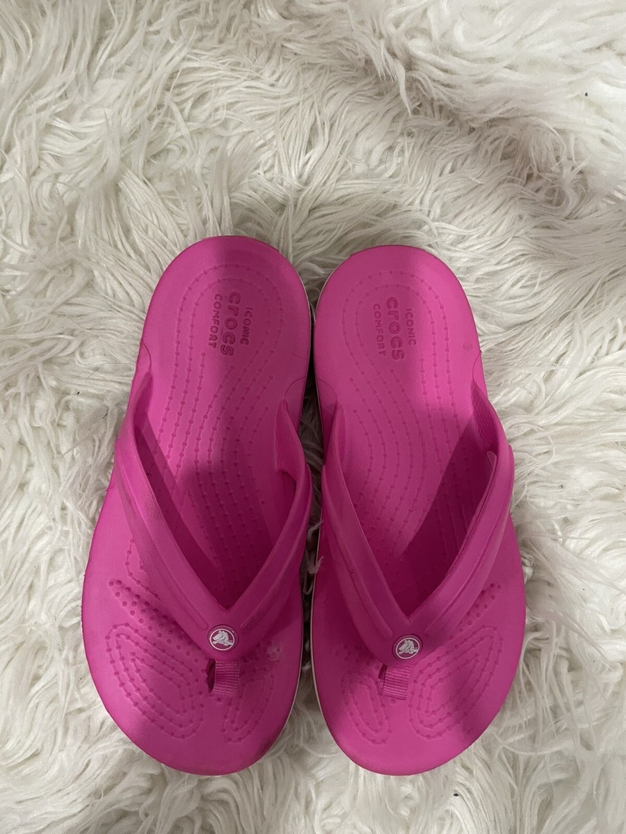 Crocs Iconic Comfort Hot Pink Size J Flip Flops Sleep One Shoes