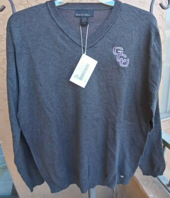 Grand Canyon University Antelopes gray v-neck sweater, sz LG, by North End, NWT