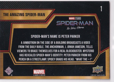 Upper Deck 2023 Marvel Studios Spider Man No Way Home No. 1 Peter