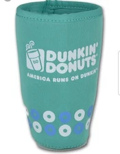Dunkin Donuts Medium (24 oz) Cup Cooler OLD Style Teal with Dots Brand New