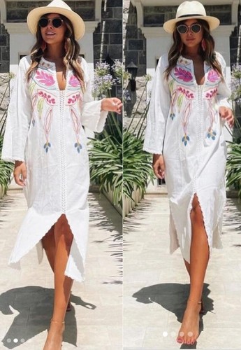 ZARA ECRU BOHO ETHNIC HEAVY FLORAL 