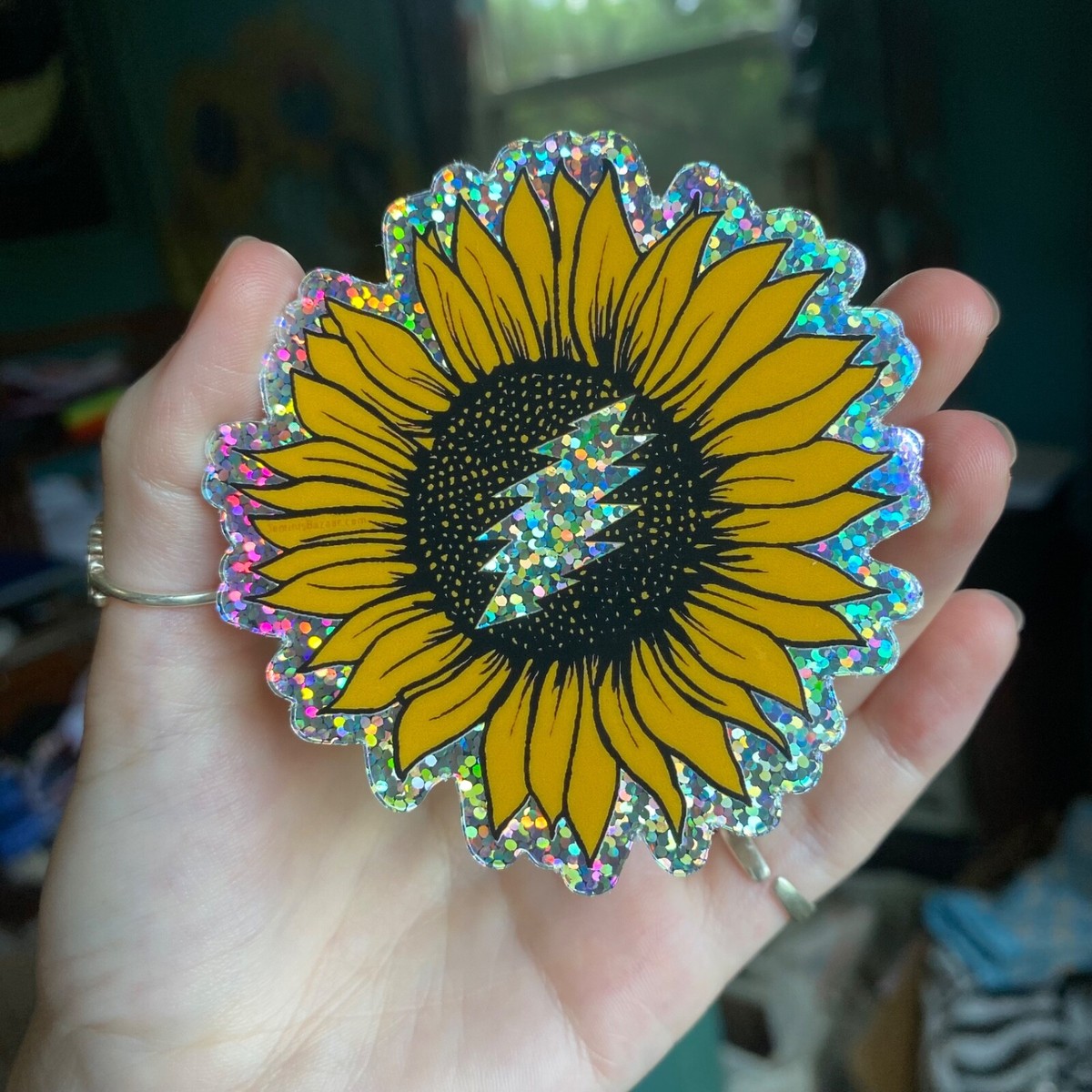 Grateful Dead Sunflower sparkly hologram sticker deadhead jerry