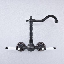 Wall Mount Black Oil Rubbed Brass Bathroom Sink Faucet Kitchen Mixer Tap fsf717