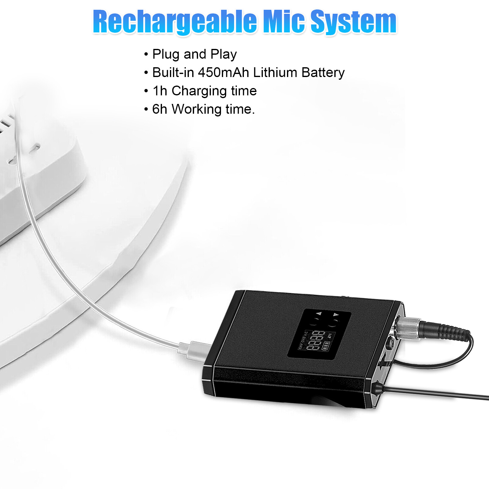 164FT UHF Wireless Headset Microphone Lavalier Lapel w/ Mic Bodypack