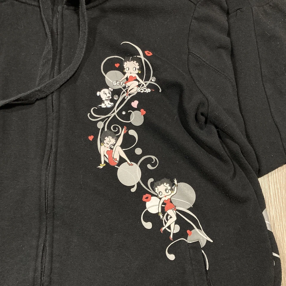 Sudadera con Capucha Betty Boop L Años 90 00 Años Y2k Dibujos Animados Corazón Perro regordete Cremallera Suéter Foto 4 de 4