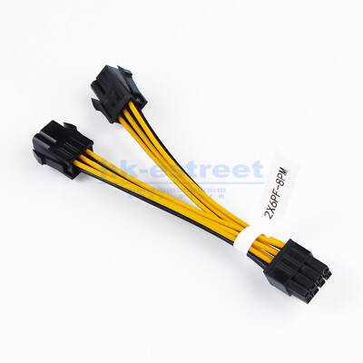 Dual 6 Pin Female To 8 Pin Male PCIE VGA Power Cable for NVIDIA ATI RADEON