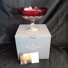 Waterford Crystal Bowl Candy Dish ~ Simply Red Compote ~ New Opened Box Holiday 