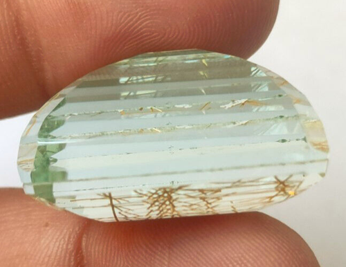AAA 52.4 Ct. Large Golden Rutilated Quartz Emerald Cut Loose Gemston @Gift Women - Picture 3 of 8