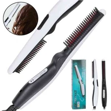 Pro Electric Beard Straightener Comb Quick Heated Brush Styler For Mens Hair Hot